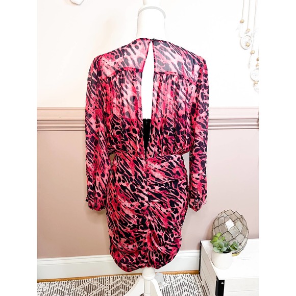 All Saints Dress Black Pink Animal Print Mini NWT Allsaints - Picture 6 of 11